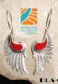 PLA-022 Aretes de alas de angeles Regalos del Mundo coral rojo